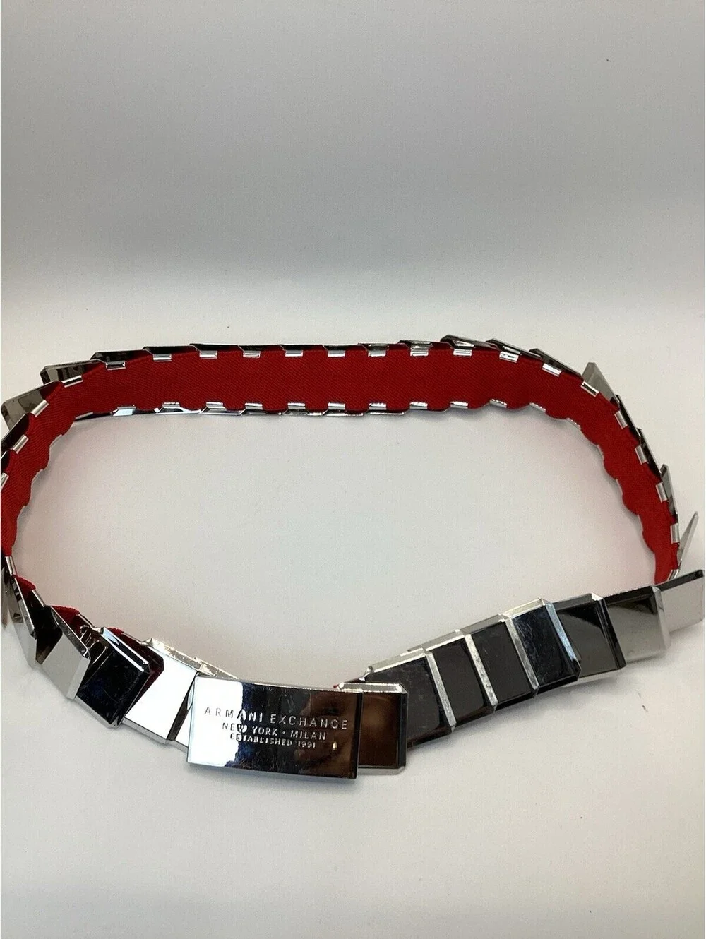 Vintage Armani Exchange Ax Stainless Steel Expansion Stretchy Waist Belt Y2K